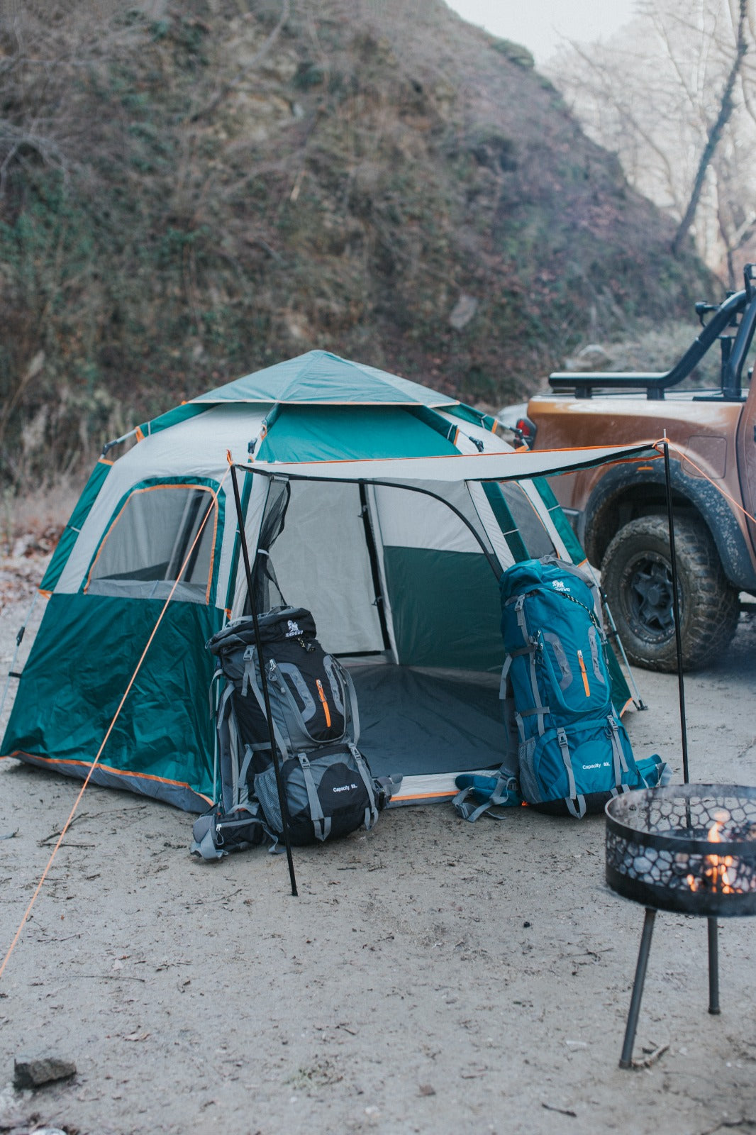 Tam Otomatik, Çift Cidarlı Hidrolik Destekli Kamp Çadırı – 3-4 Kişilik Pop-Up Su Geçirmez Çadır