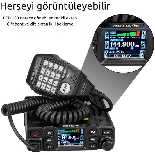 Retevis RT95 Mini Mobil Cihaz Dual Band Amatör Radyo Amatör Radyo