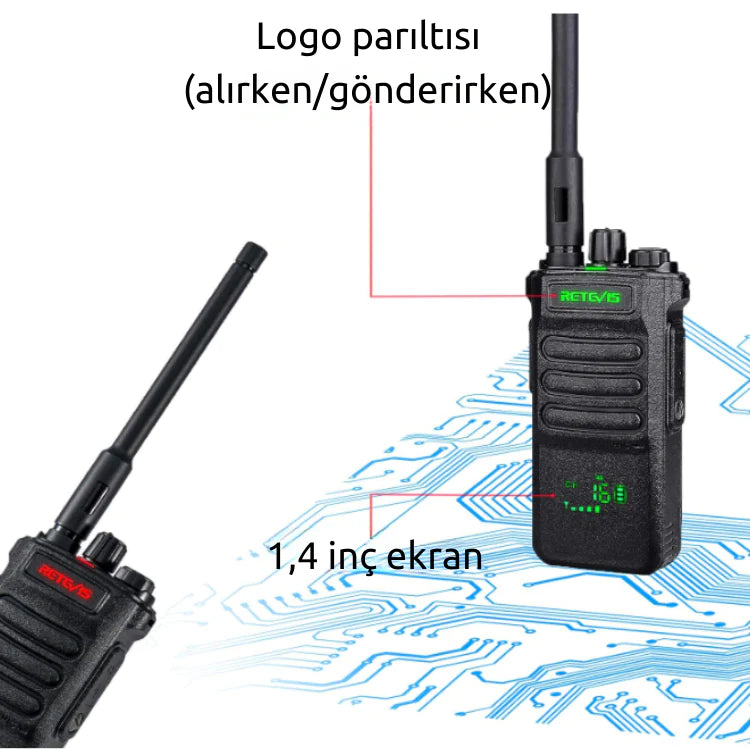 Retevis RT86 Uzun Menzilli Telsiz, 2600mAh Yüksek Performanslı Radyo, Kablosuz Klonlu Profesyonel Telsiz, El Feneri, Dış Mekan Kullanımı için Alarm, Avcılık