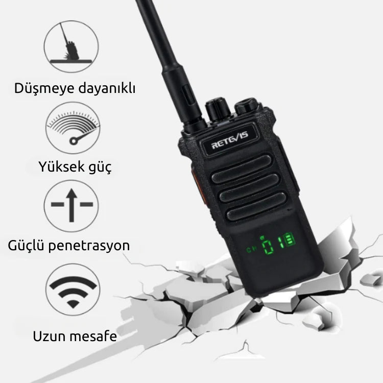 Retevis RT86 Uzun Menzilli Telsiz, 2600mAh Yüksek Performanslı Radyo, Kablosuz Klonlu Profesyonel Telsiz, El Feneri, Dış Mekan Kullanımı için Alarm, Avcılık