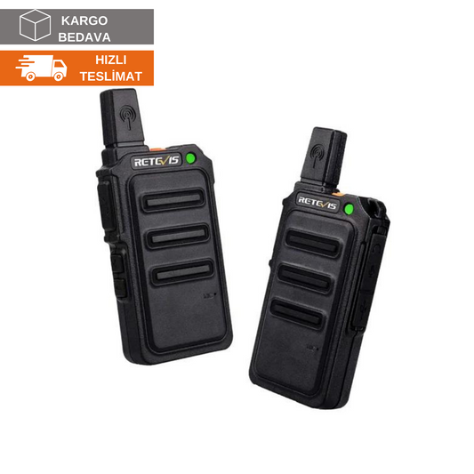 Retevis RT619 对讲机，PMR446 可充电 2 路收音机 USB 1300mAh 电池，VOX 免许可，专业迷你对讲机，适合家庭、露营（1 对，黑色）