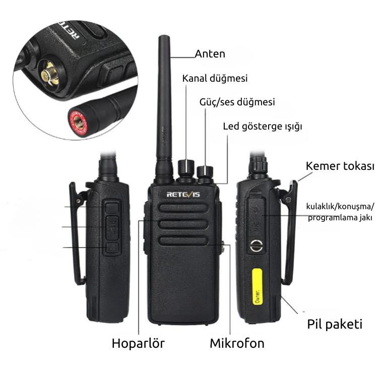 Retevis RT81 Uzun Menzilli Radyo, DMR Dijital Analog Walkie Talkie, IP67 Su Geçirmez, 2200 mAh Taşınabilir Radyo